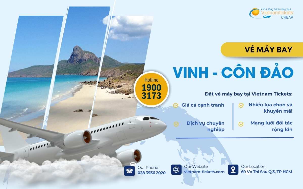 Vé máy bay Vinh Côn Đảo giá rẻ từ 3.091.000 VND/chiều